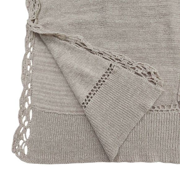 Free People Precious Pointelle Poncho Womens Large Brown Knitted V-Neck Bohemian - Picture 8 of 12